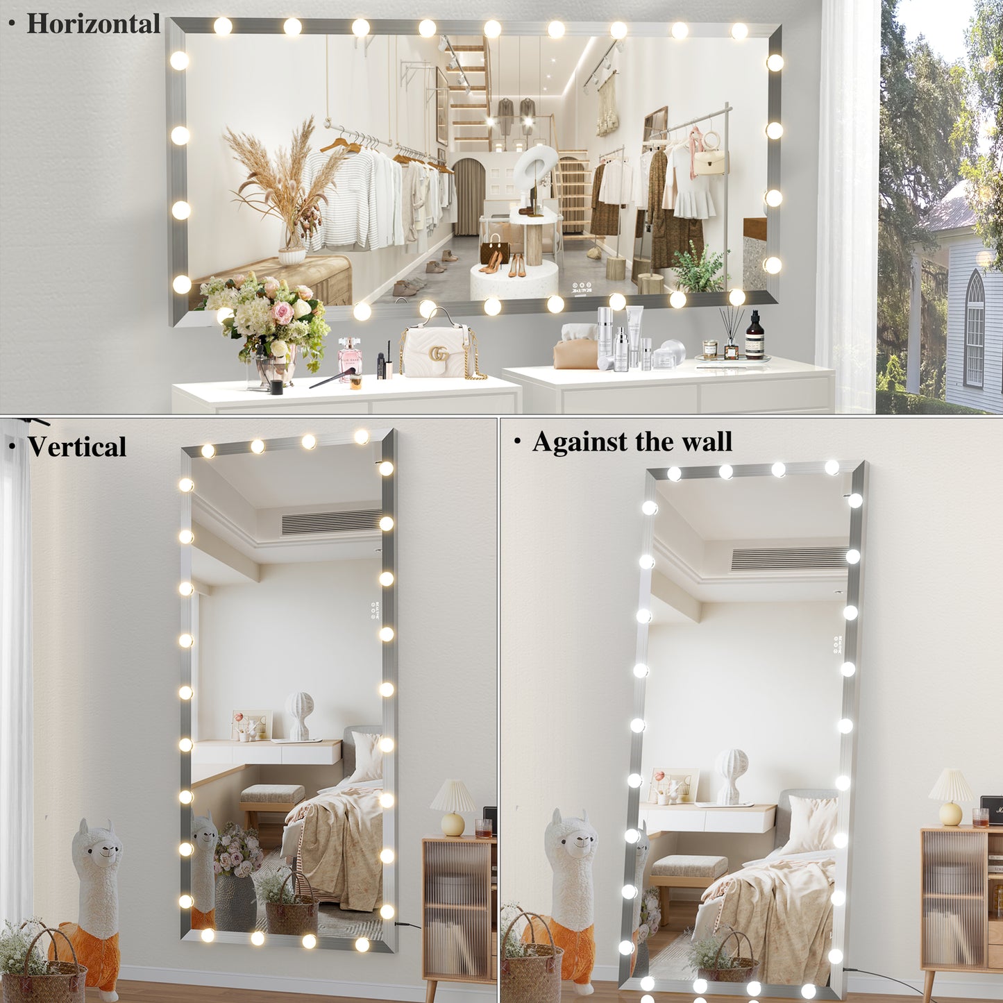Large vanity mirror with Hollywood lights