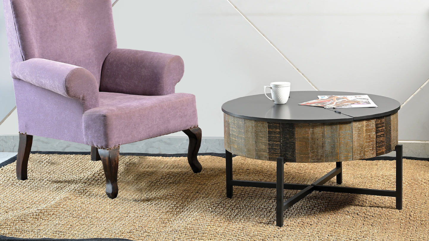 Plush lavender accent chair with dark wood legs and brass nailhead trim