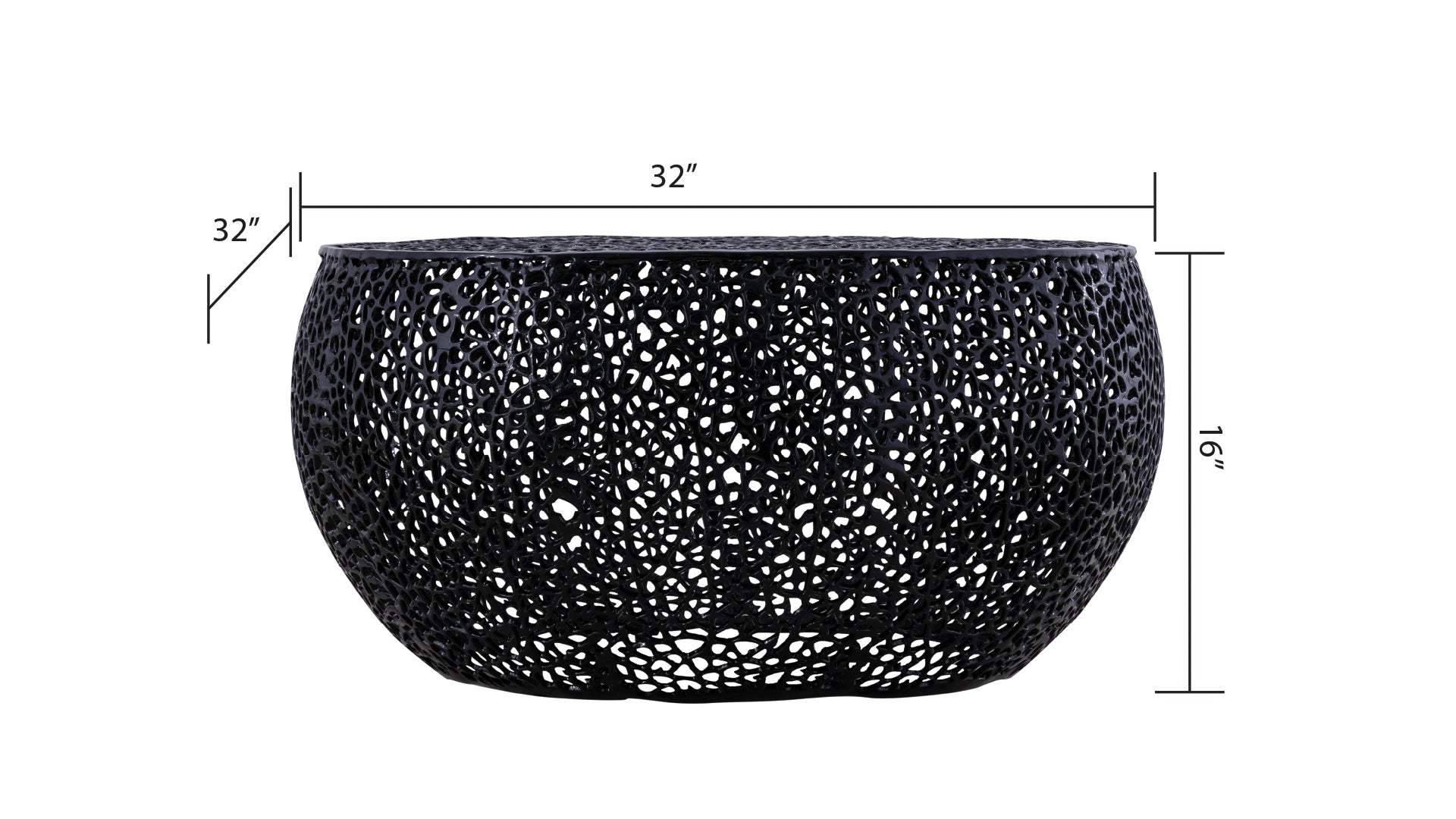 Black metal filigree accent table  inch diameter ideal for living room