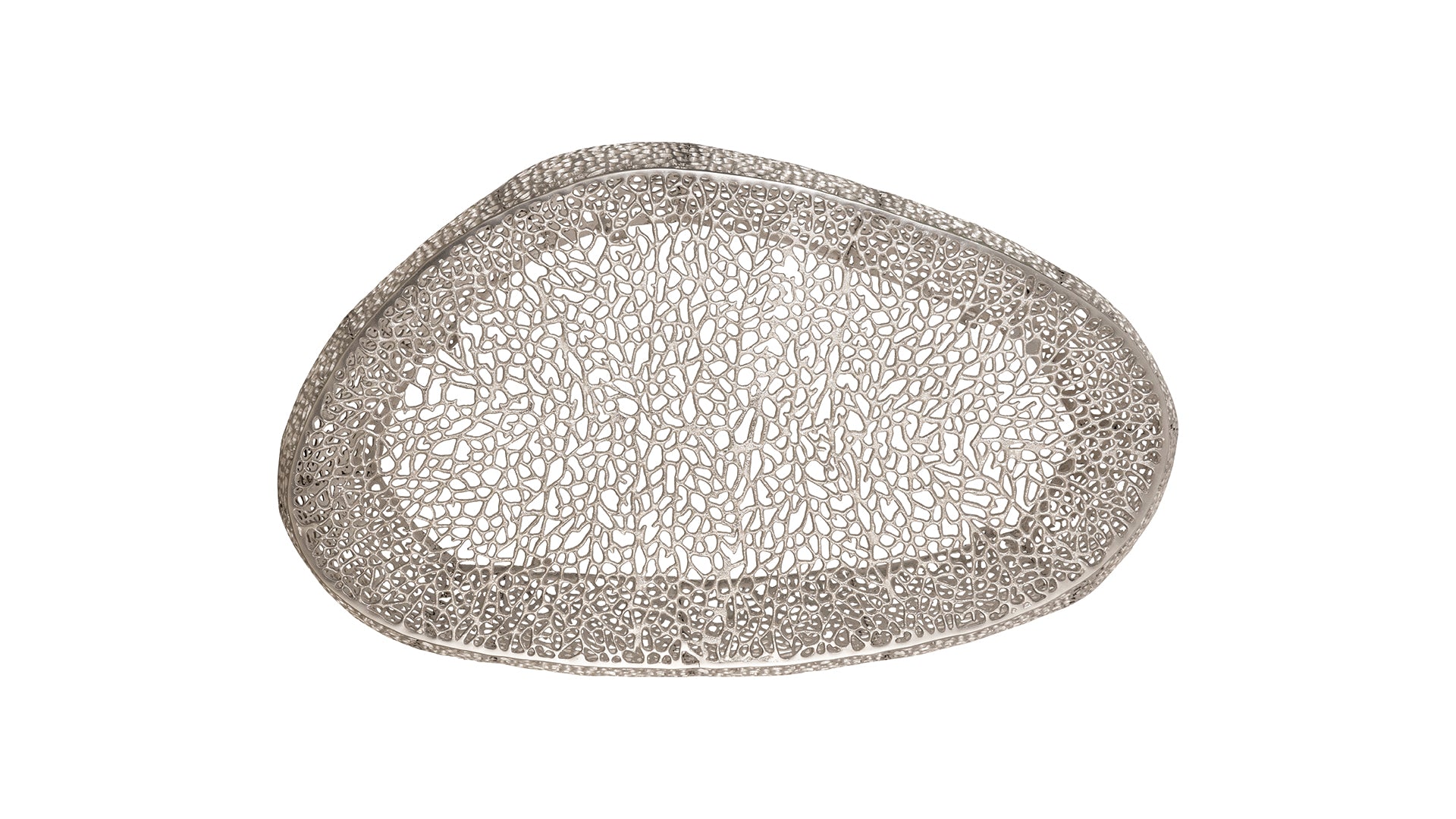 Silver decorative bowl with intricate openwork coral design  inch diameter