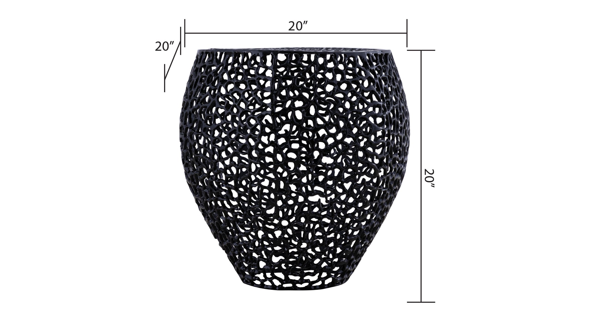 Black inch modern outdoor accent table with an intricate woven design