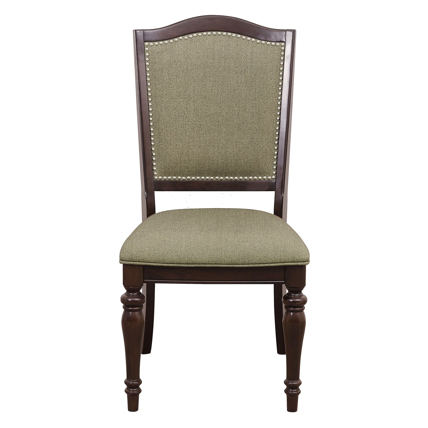 TREATLIFE HOME Set of 2 Upholstered Dining Chairs, Dark Cherry Finish with Nailhead Trim, Comfortable Fabric Seat and Back for Dining Room
