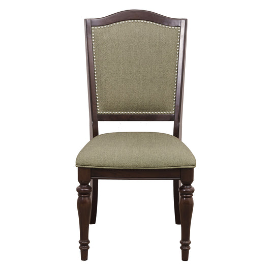 TREATLIFE HOME Set of 2 Upholstered Dining Chairs, Dark Cherry Finish with Nailhead Trim, Comfortable Fabric Seat and Back for Dining Room