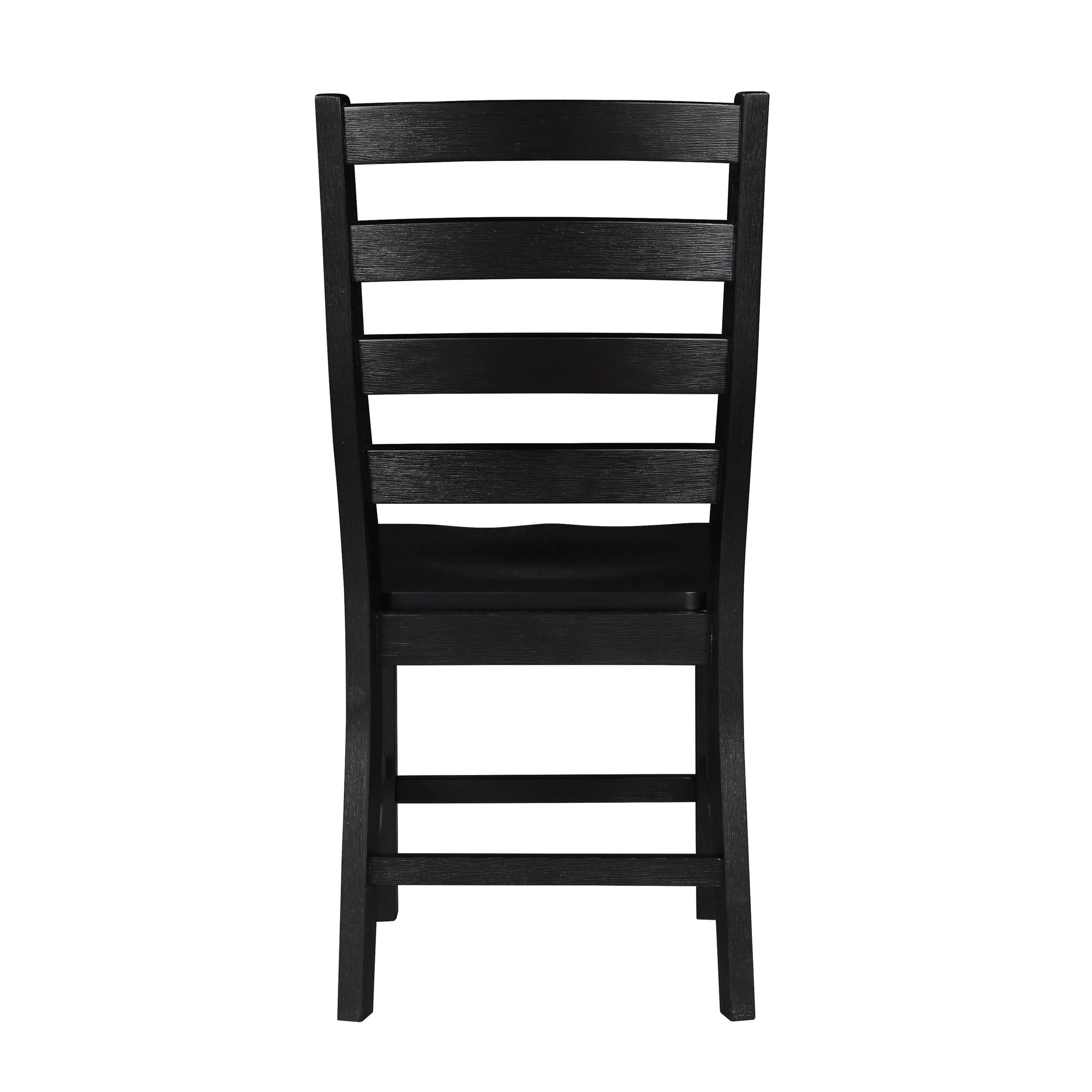 Black wooden ladder back dining chair with a textured finish