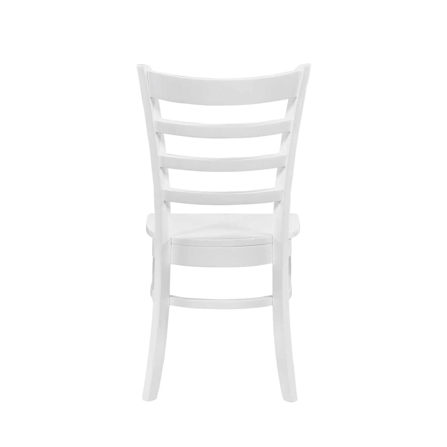 Classic white wooden dining chair with ladder back design