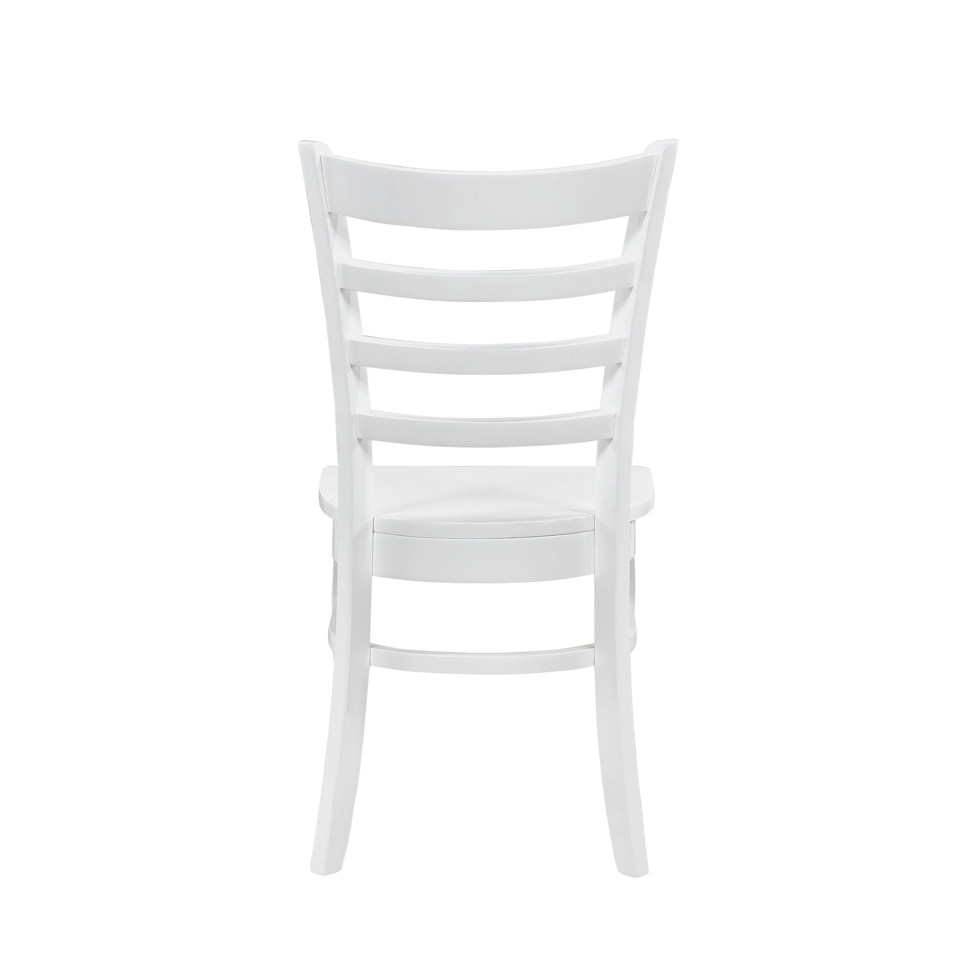 Classic white wooden dining chair with ladder back design