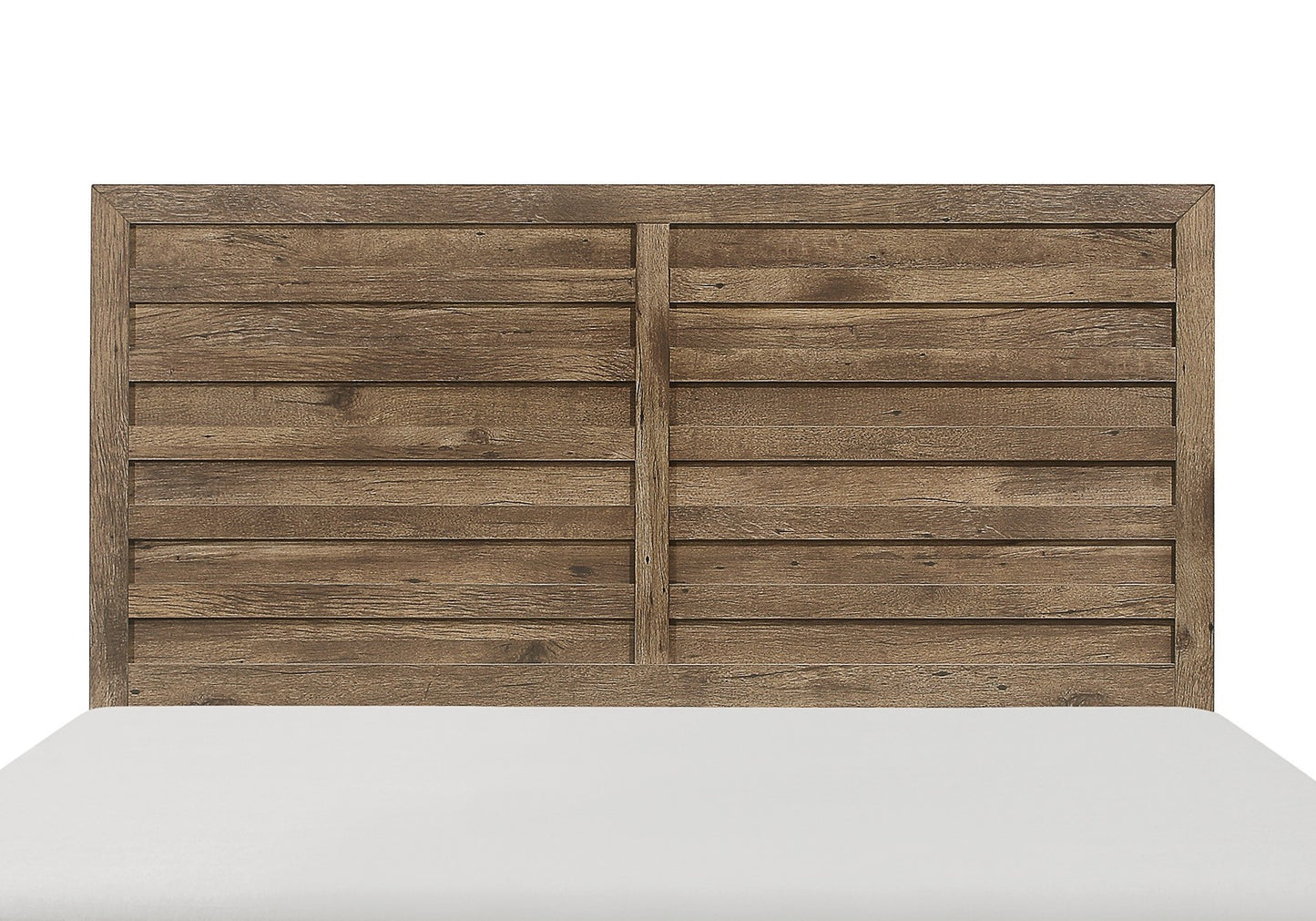Rustic brown wood plank headboard