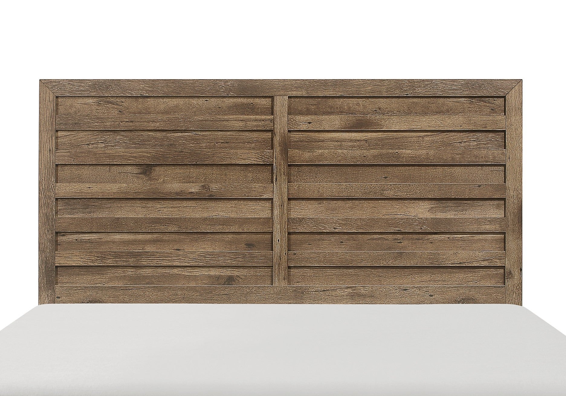 Rustic brown wood plank headboard