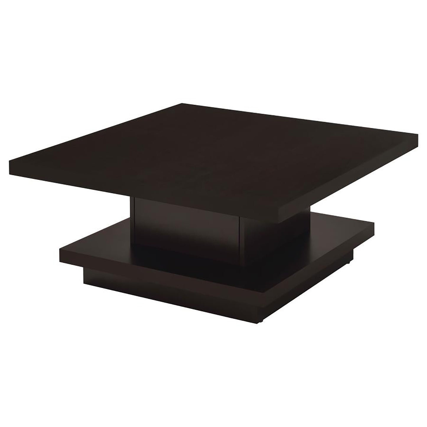 Dark brown modern square coffee table with layered design