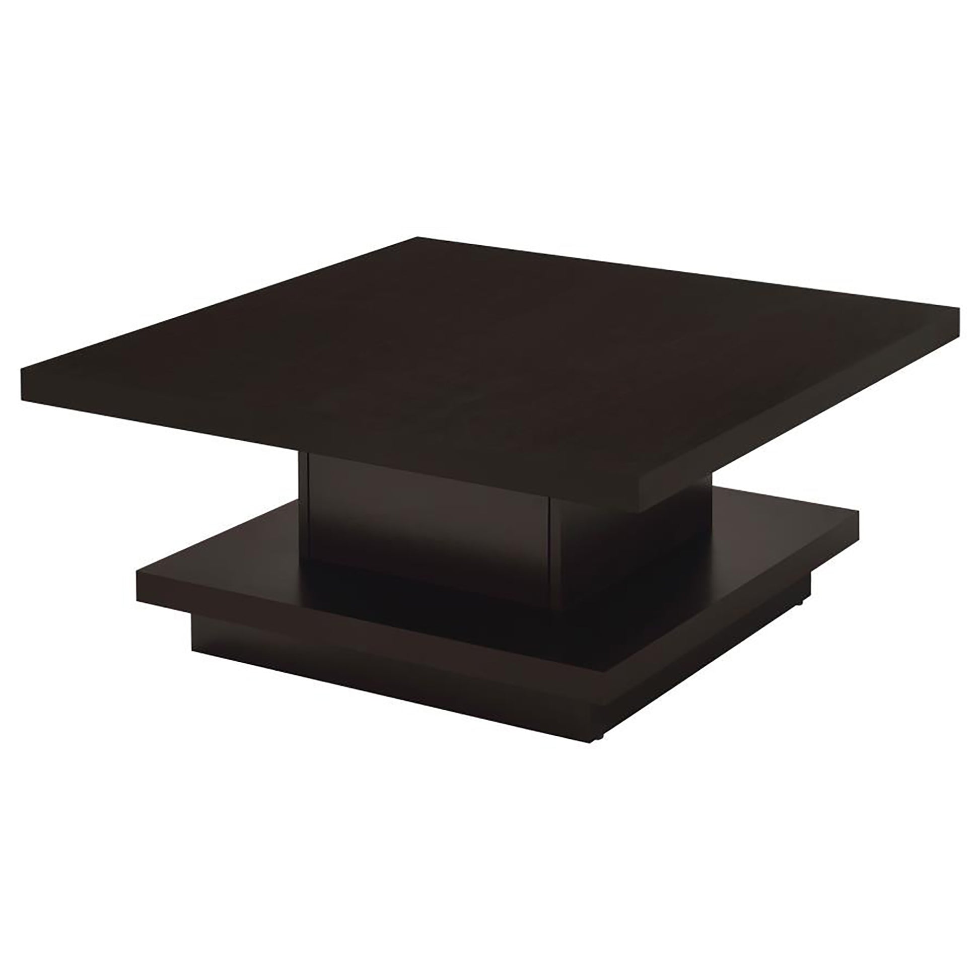 Dark brown modern square coffee table with layered design