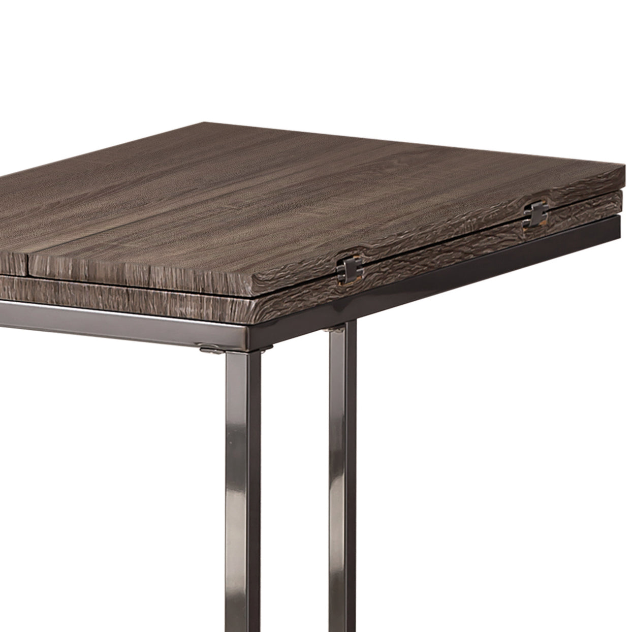 Dark wood folding table with metallic accents perfect for small spaces