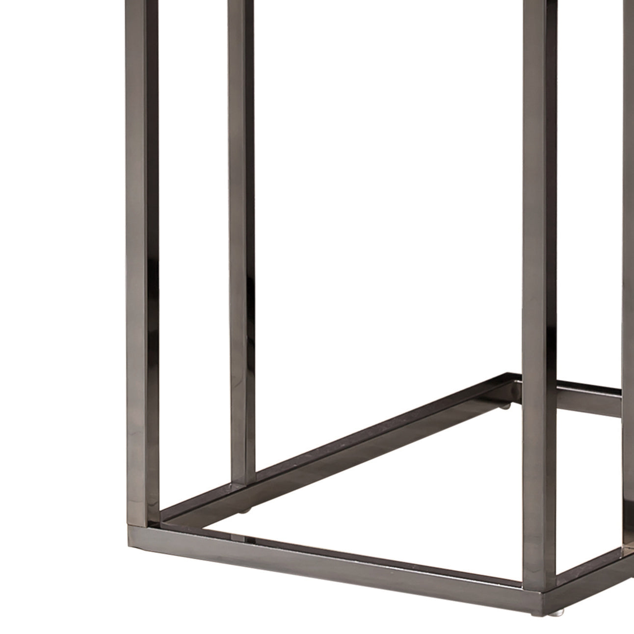 Modern metal side table frame with a gunmetal finish for contemporary living rooms