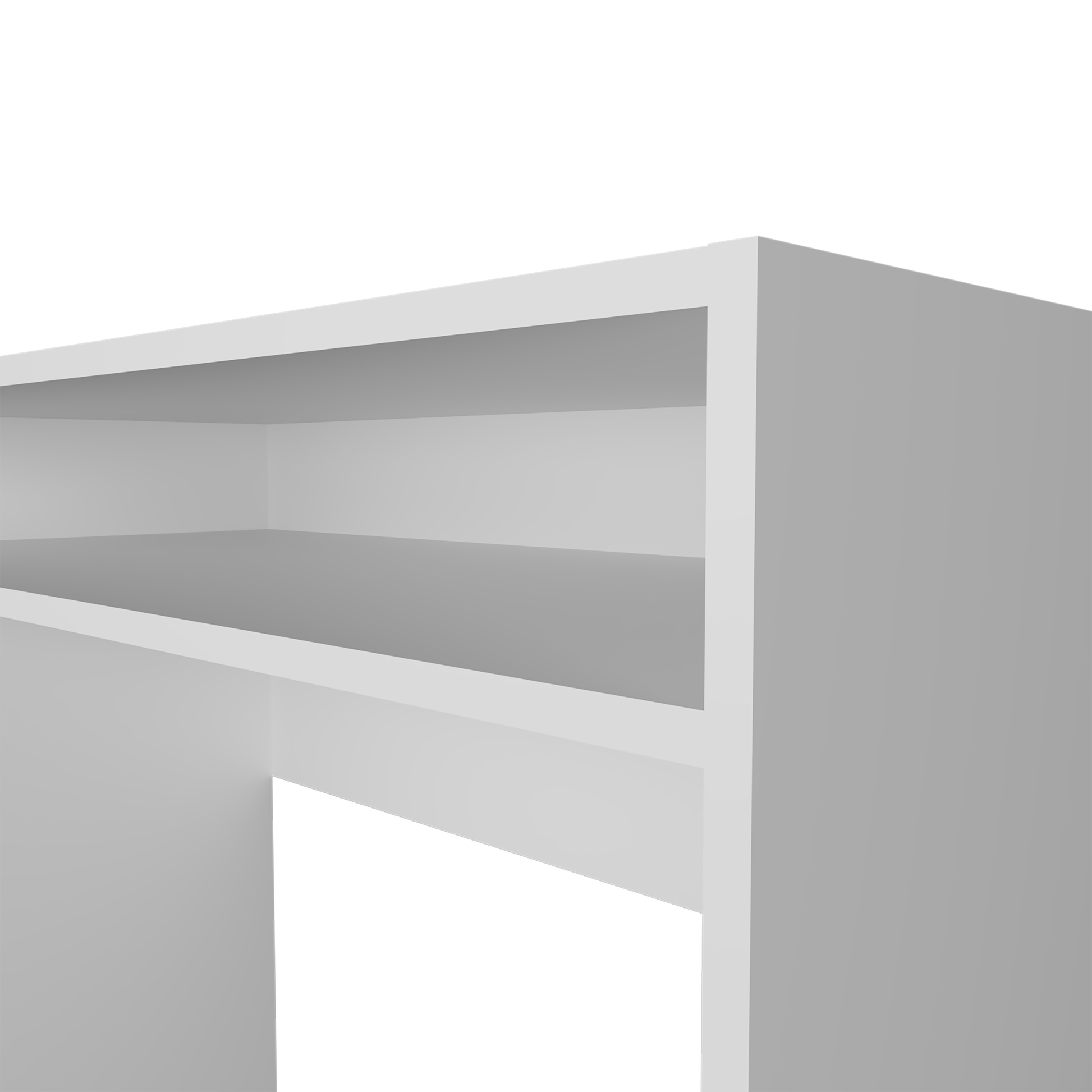 Modern minimalist white floating shelf with clean lines and ample storage space