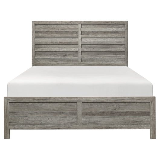 TREATLIFE HOME Wooden Rustic Style Queen Bed with Weathered Gray Finish, Includes Headboard and Footboard, Modern Transitional Design