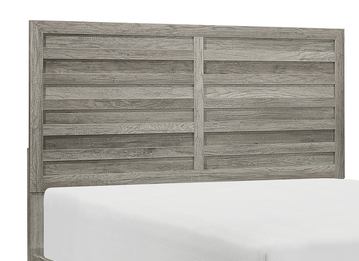 Rustic gray wood plank headboard for king size bed