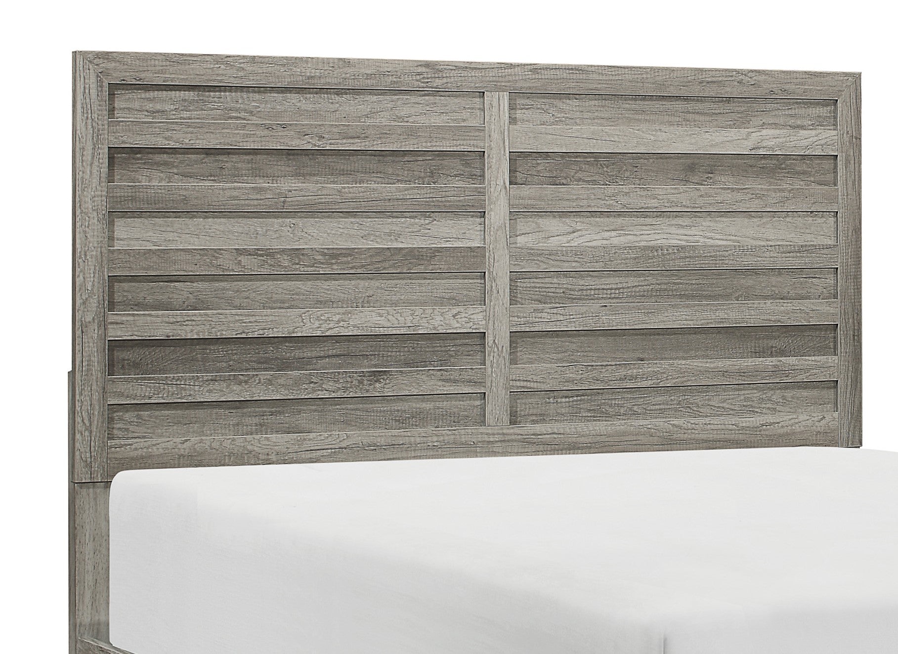 Rustic gray wood plank headboard for king size bed