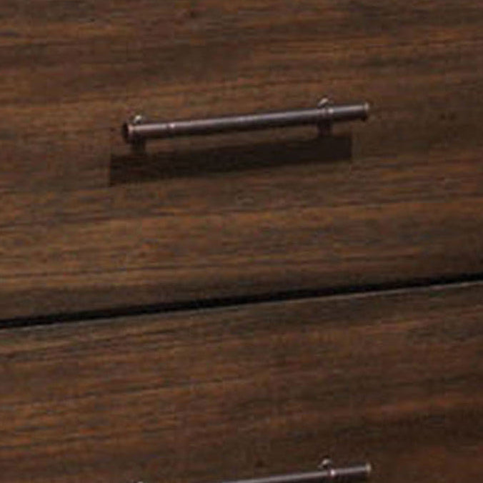 Dark wood dresser drawer with a brushed nickel bar pull modern bedroom furniture