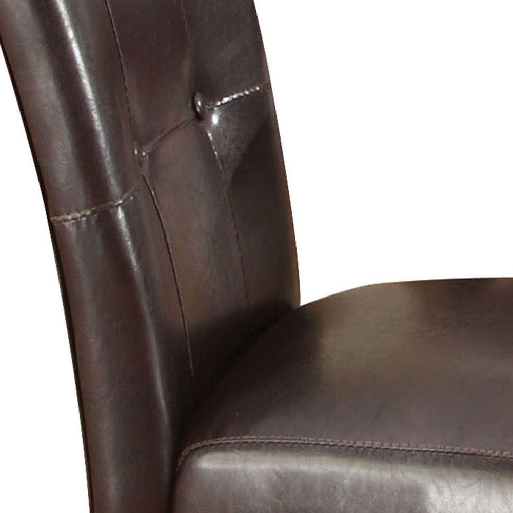 Brown leather accent chair with tufted back detail