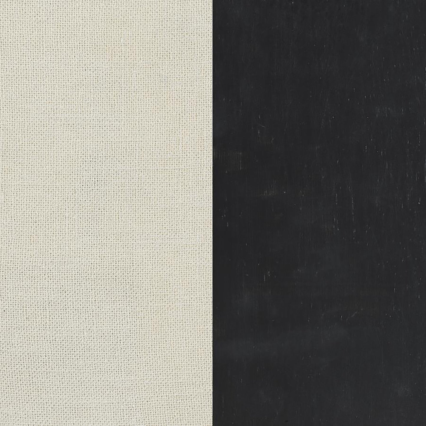 Cream canvas texture with black wood grain overlay on right half for fabric swatch