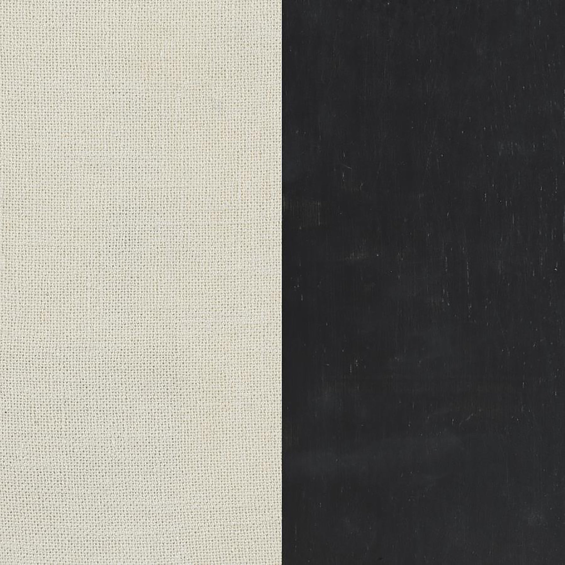 Cream canvas texture with black wood grain overlay on right half for fabric swatch