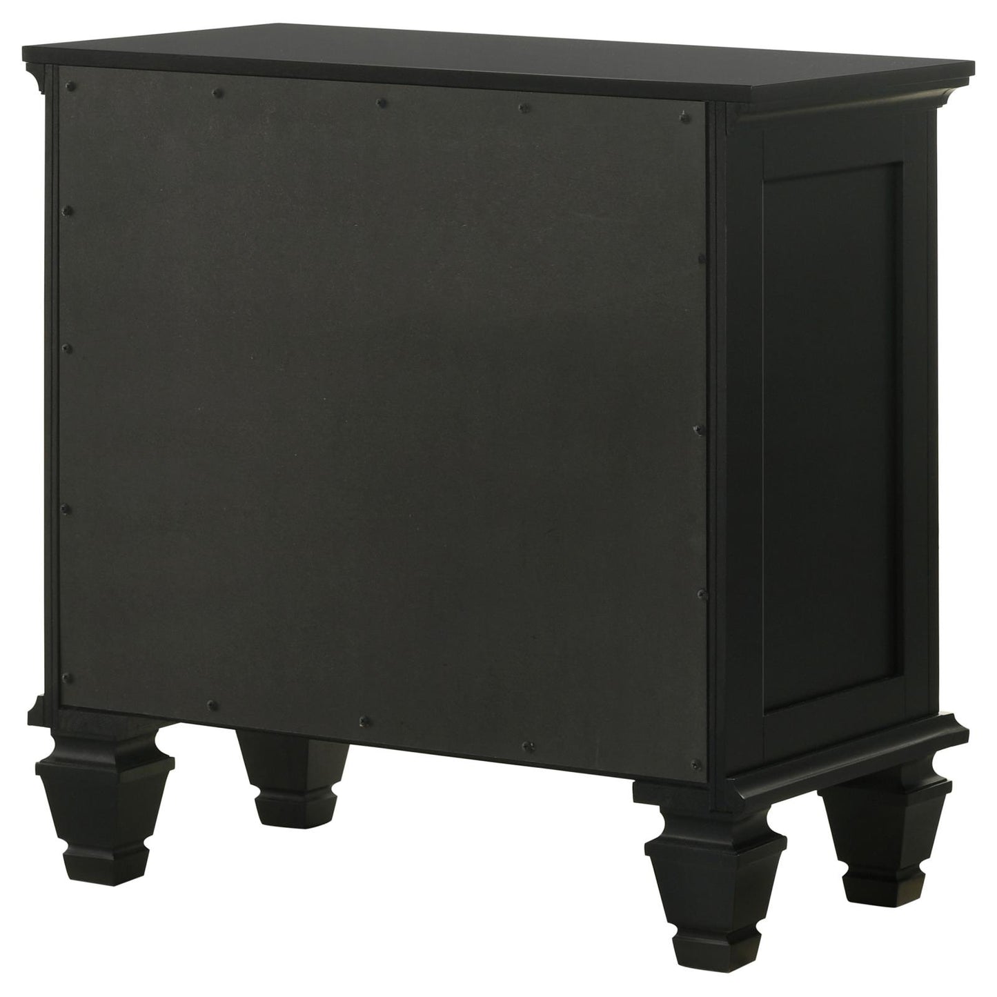 Black wooden accent cabinet with decorative legs