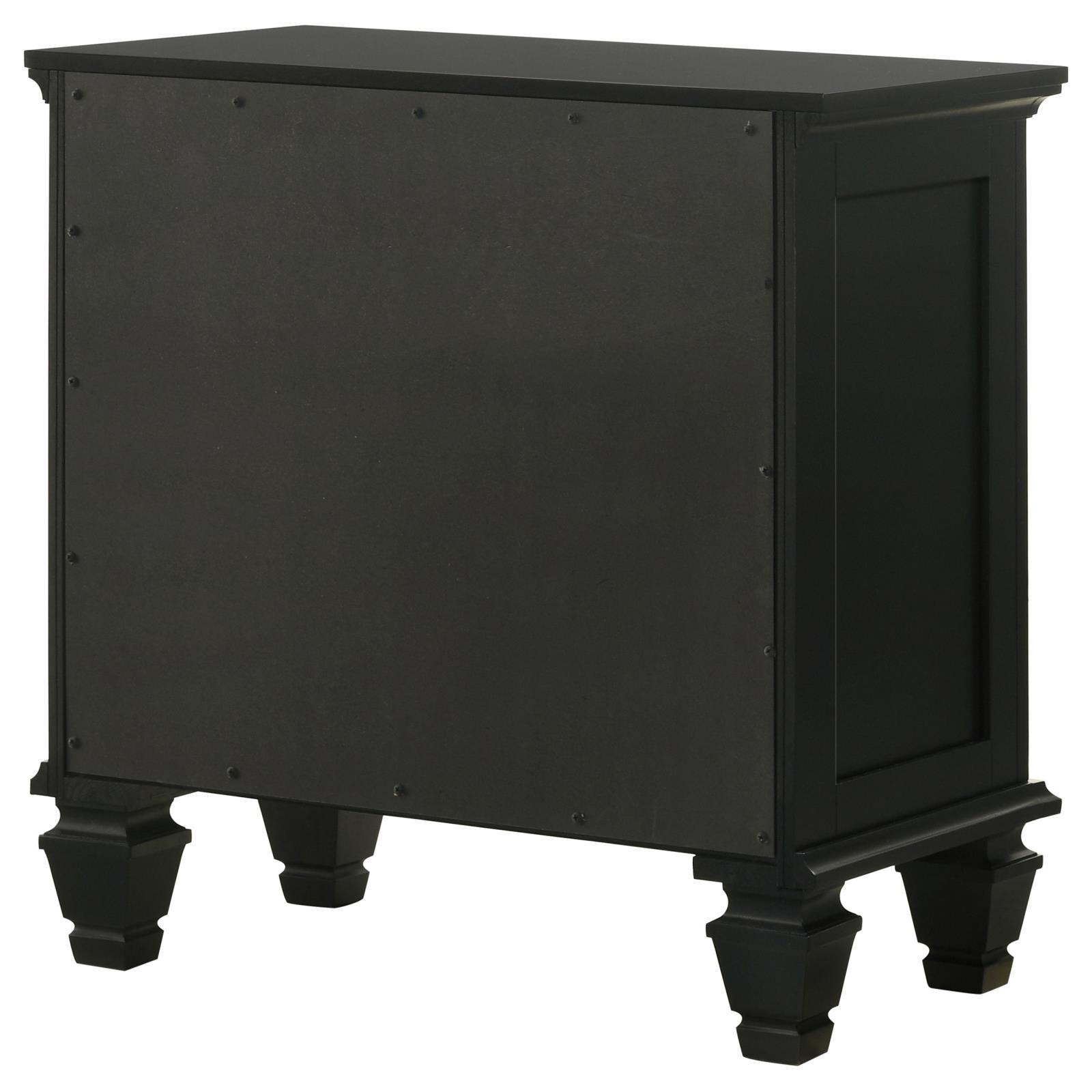 Black wooden accent cabinet with decorative legs