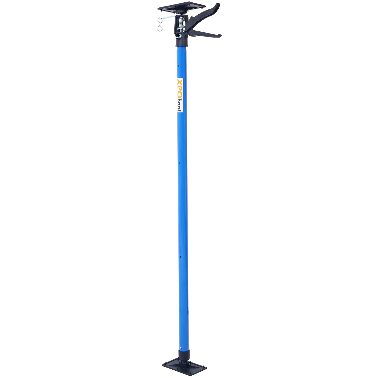 Blue adjustable support pole with black nonslip foot for construction projects