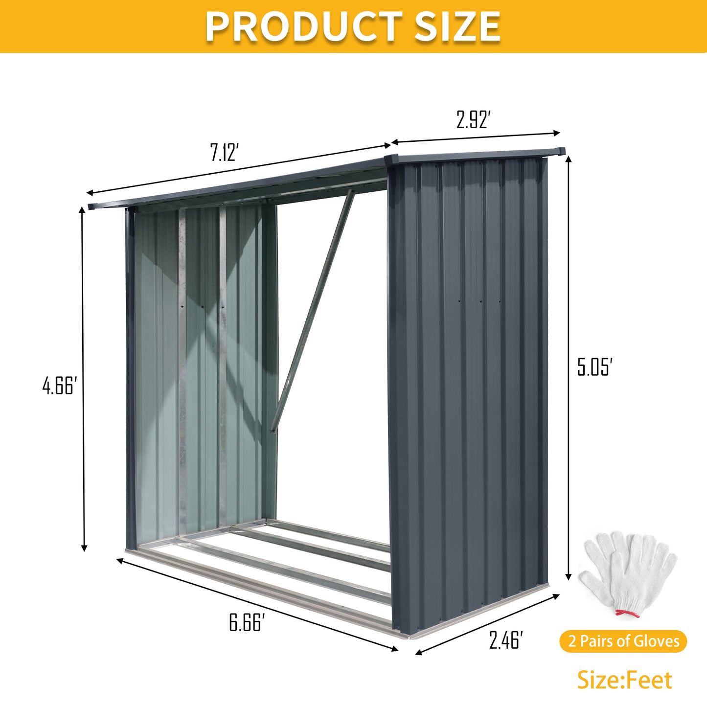 Gray metal firewood rack dimensions  L x  W x  H