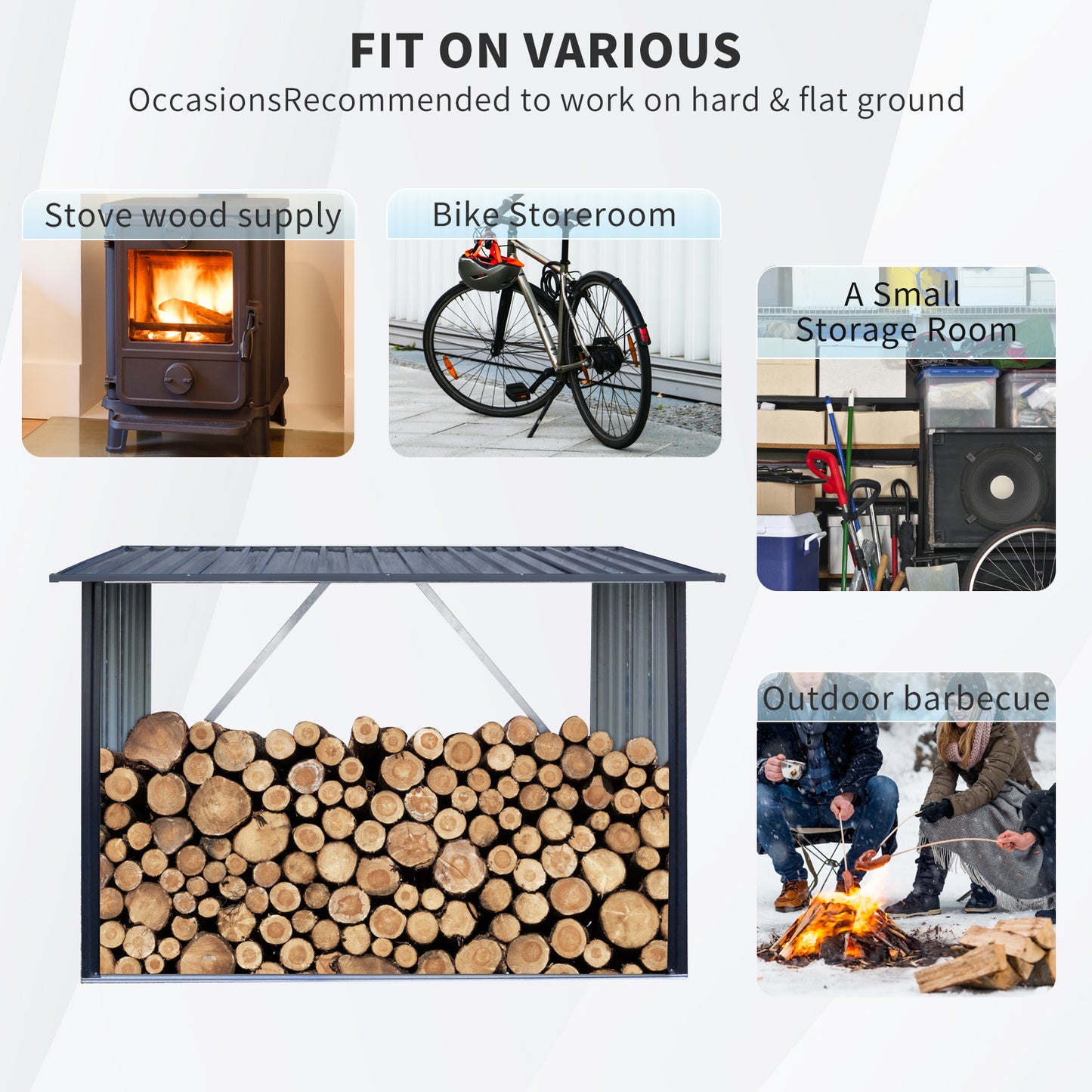A dark metal woodburning stove filled with glowing logs ideal for stove wood supply