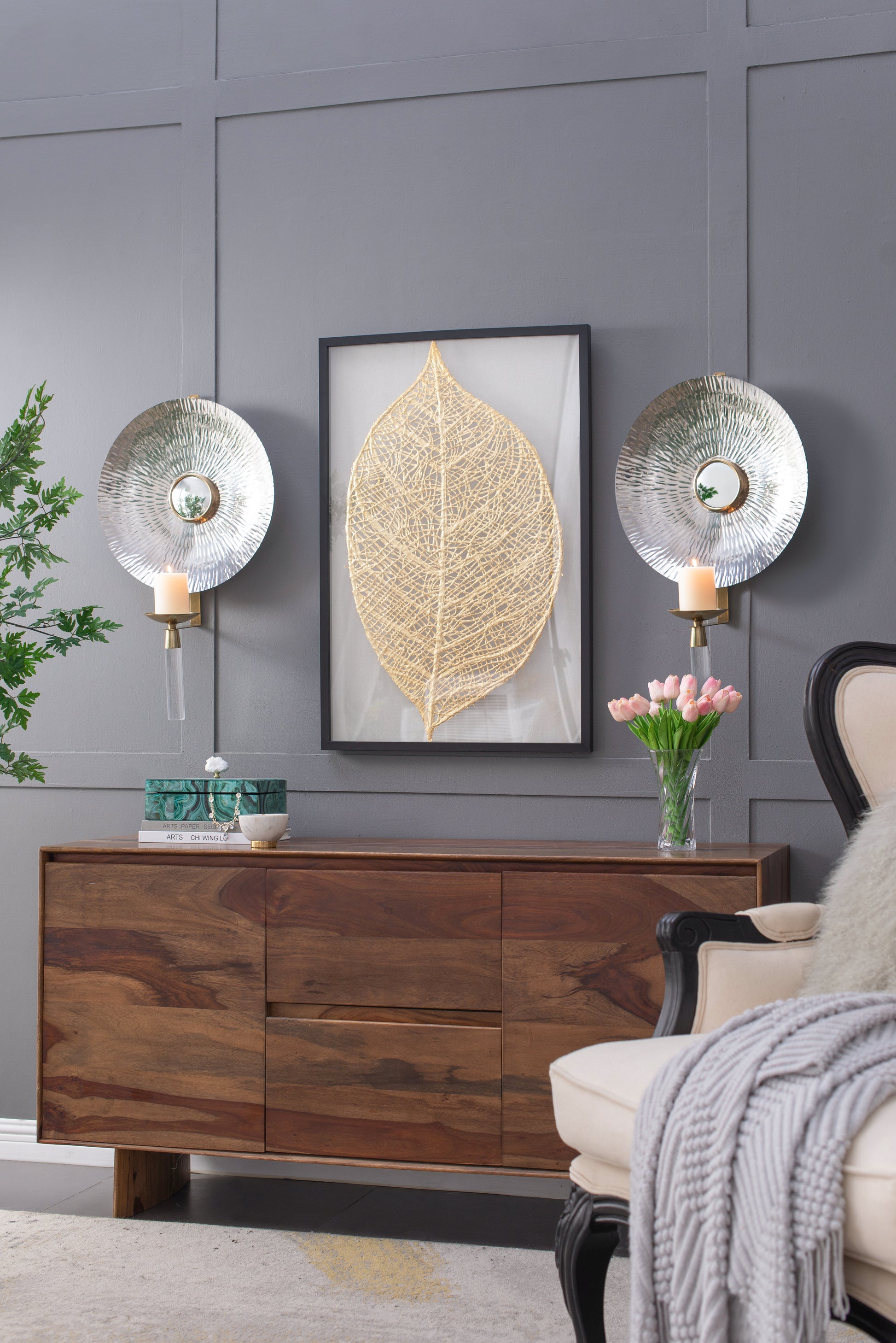Textured gold leaf wall art in black frame a modern statement piece