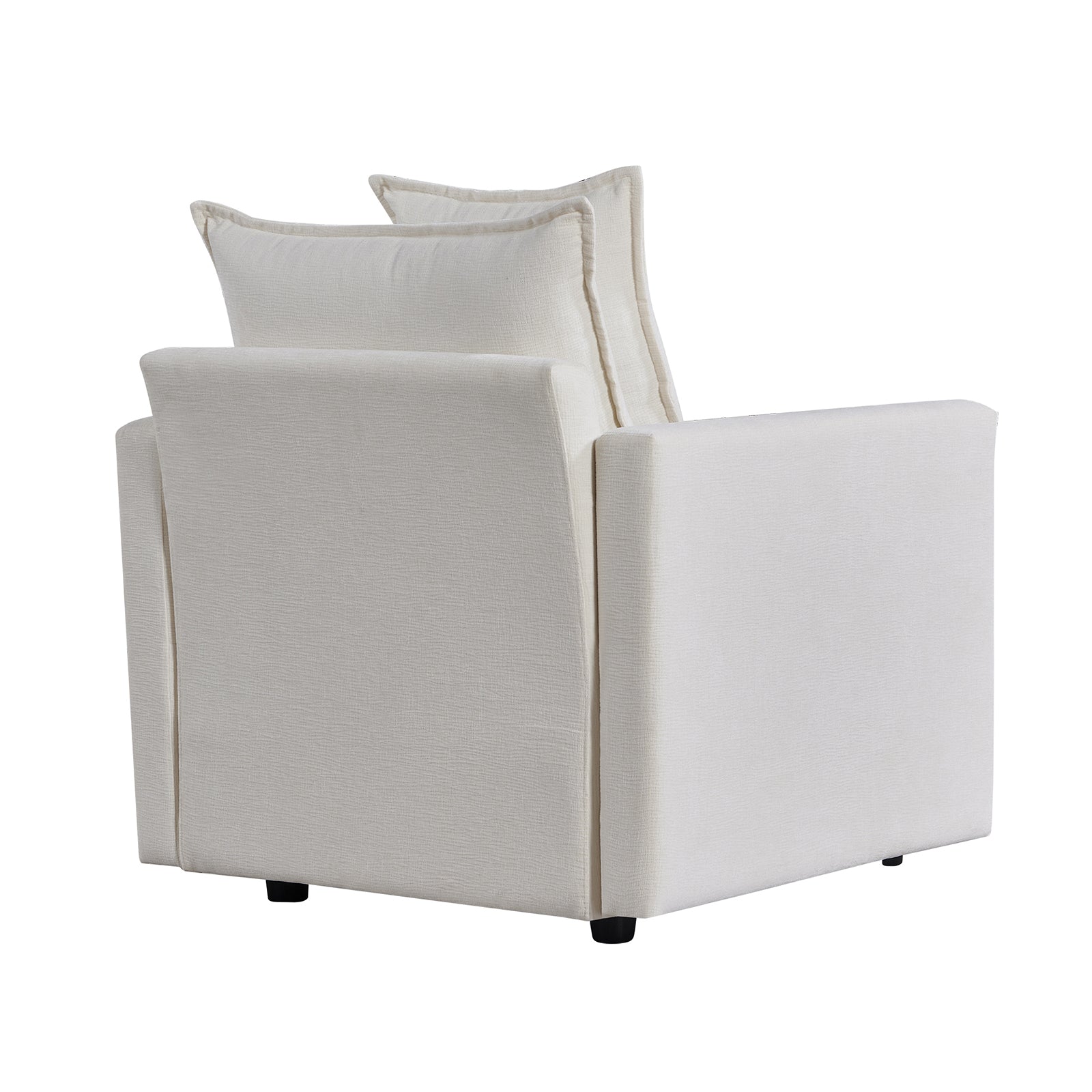 Cream textured armchair with plush cushions modern design