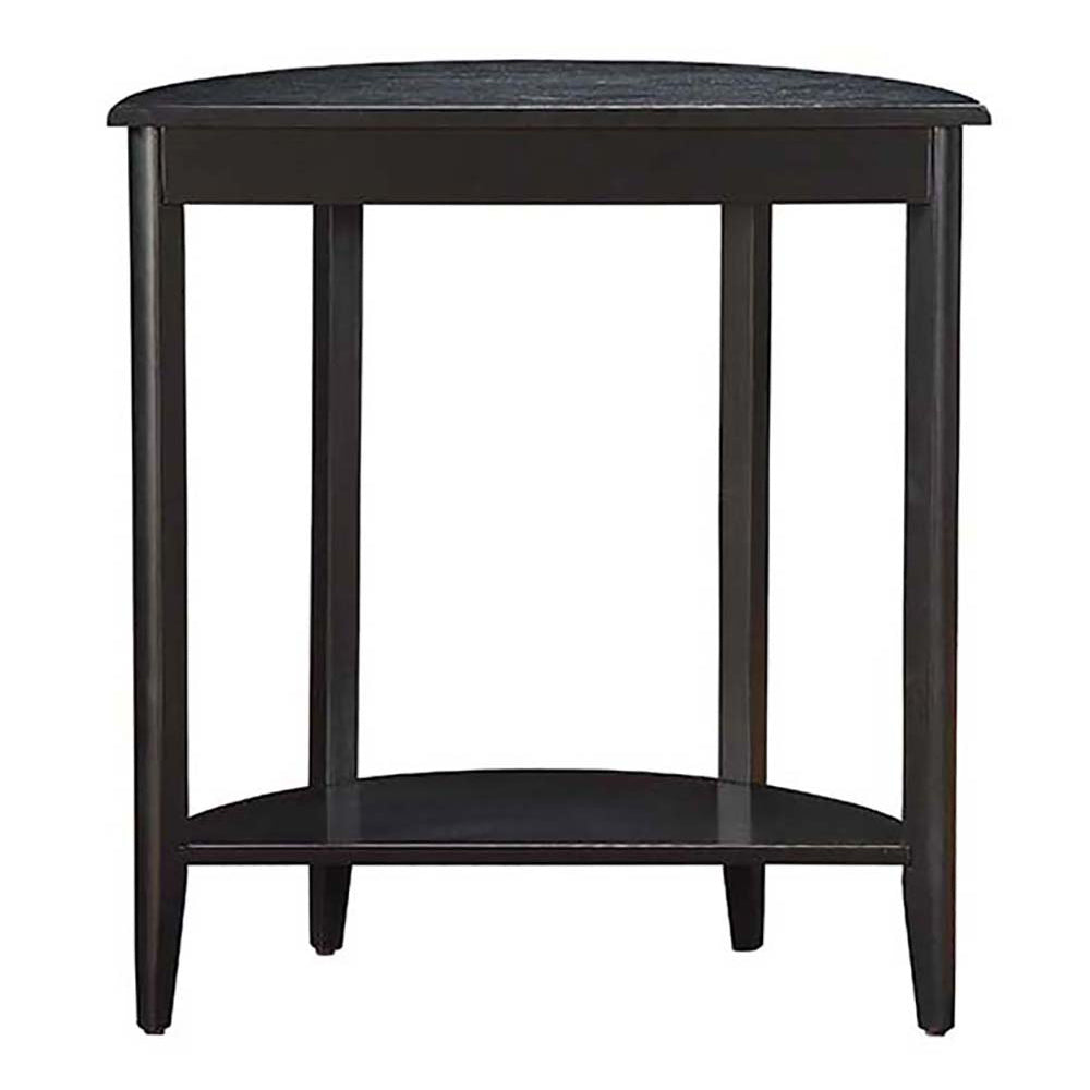 Dark brown halfmoon console table with shelf a classic entryway furniture