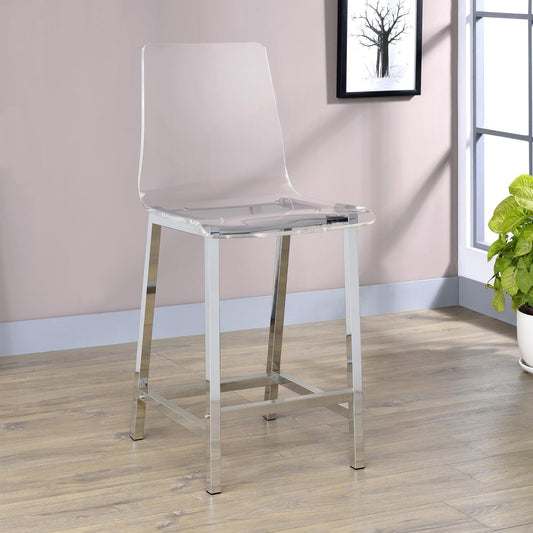 Clear acrylic bar stool with polished chrome legs modern design for kitchen island