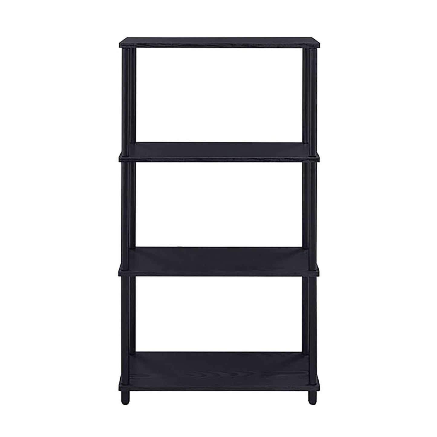 Sleek black fourtier bookshelf perfect for modern home decor
