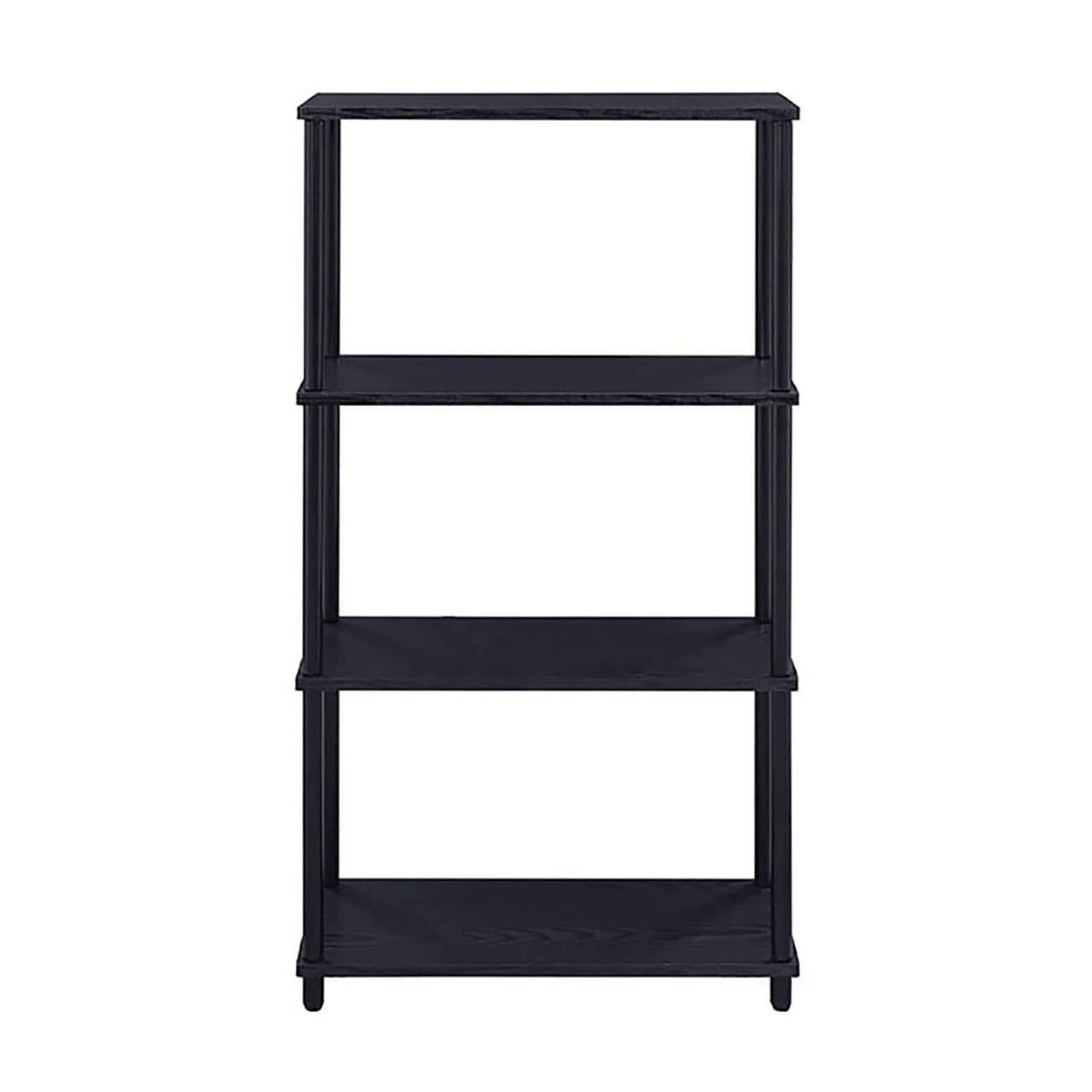 Sleek black fourtier bookshelf perfect for modern home decor