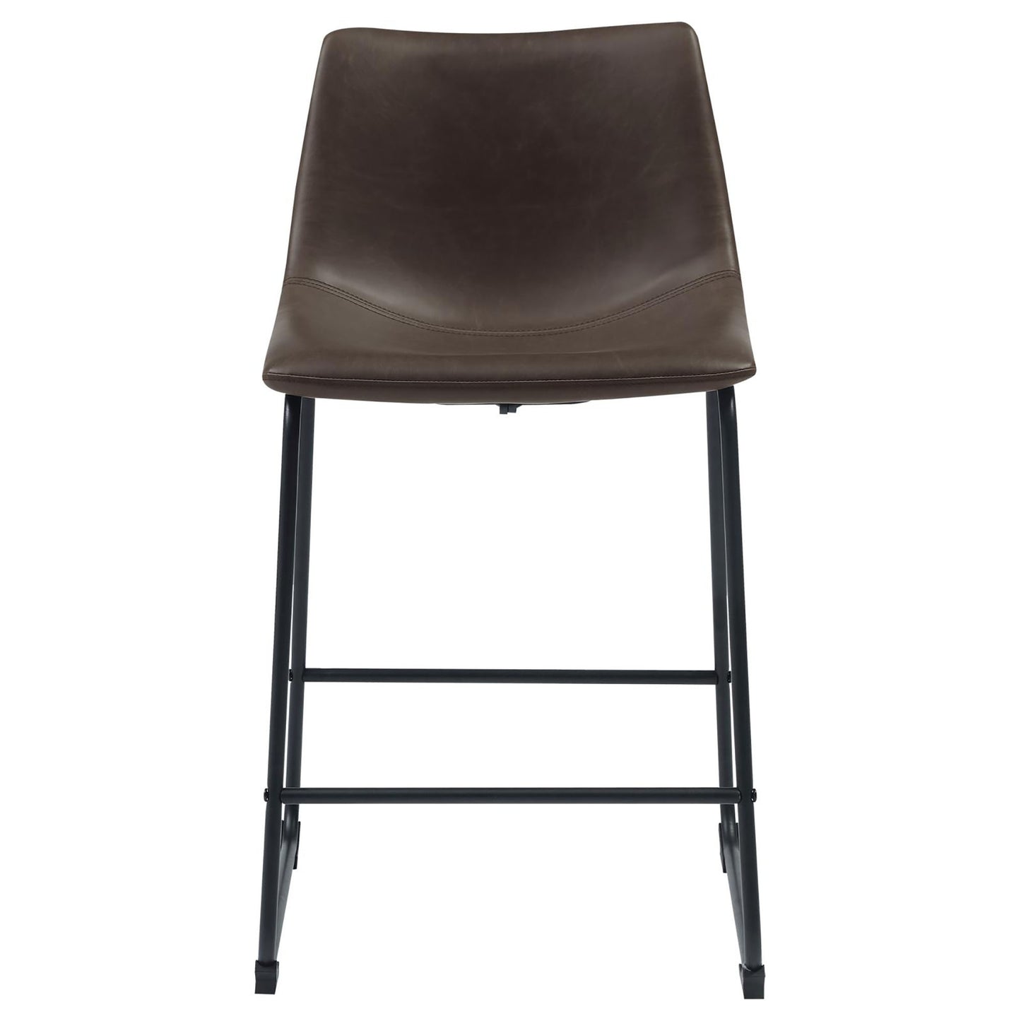 Brown leatherette bar stool with black metal legs and footrest for kitchen islands