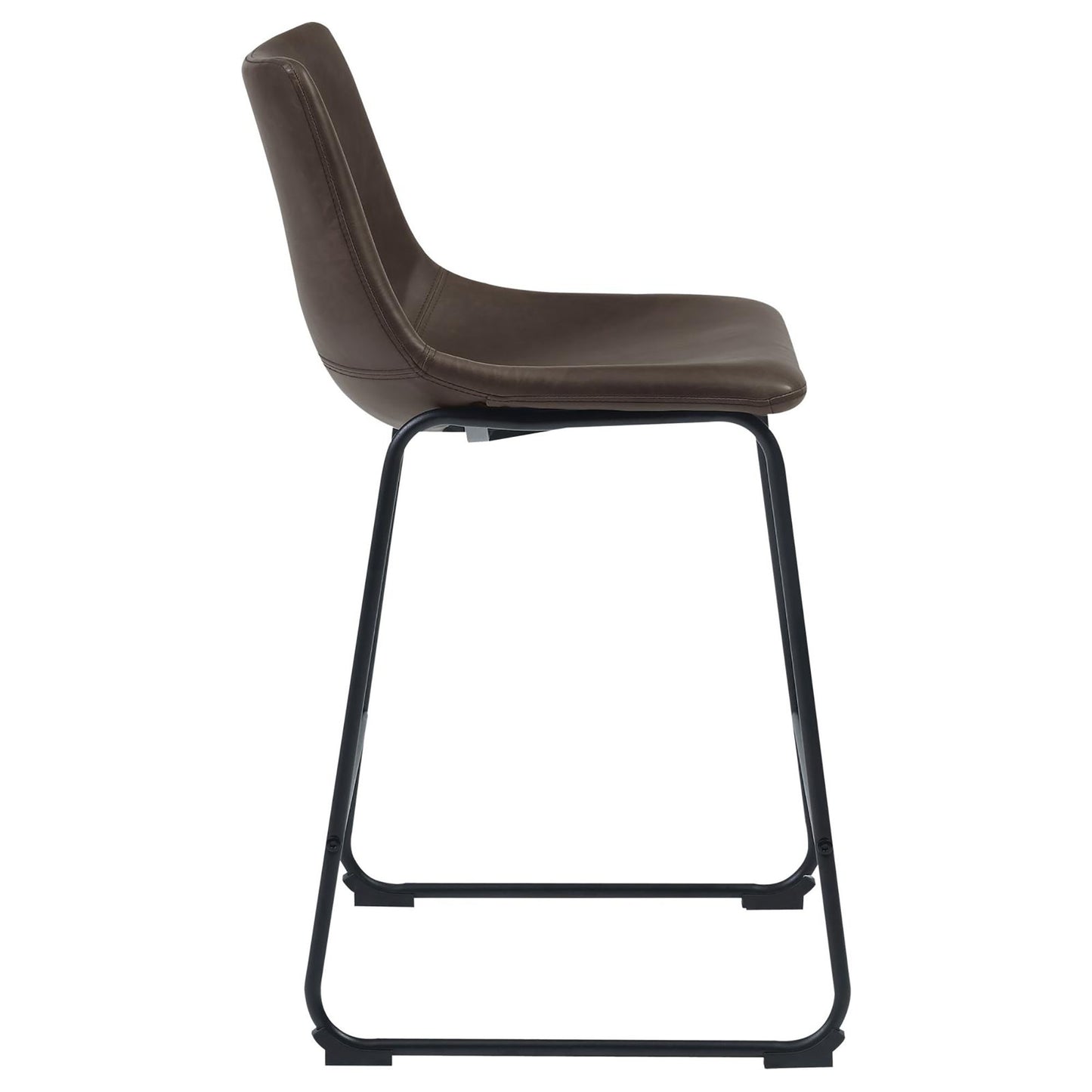 Brown leather counter stool with black metal legs modern design