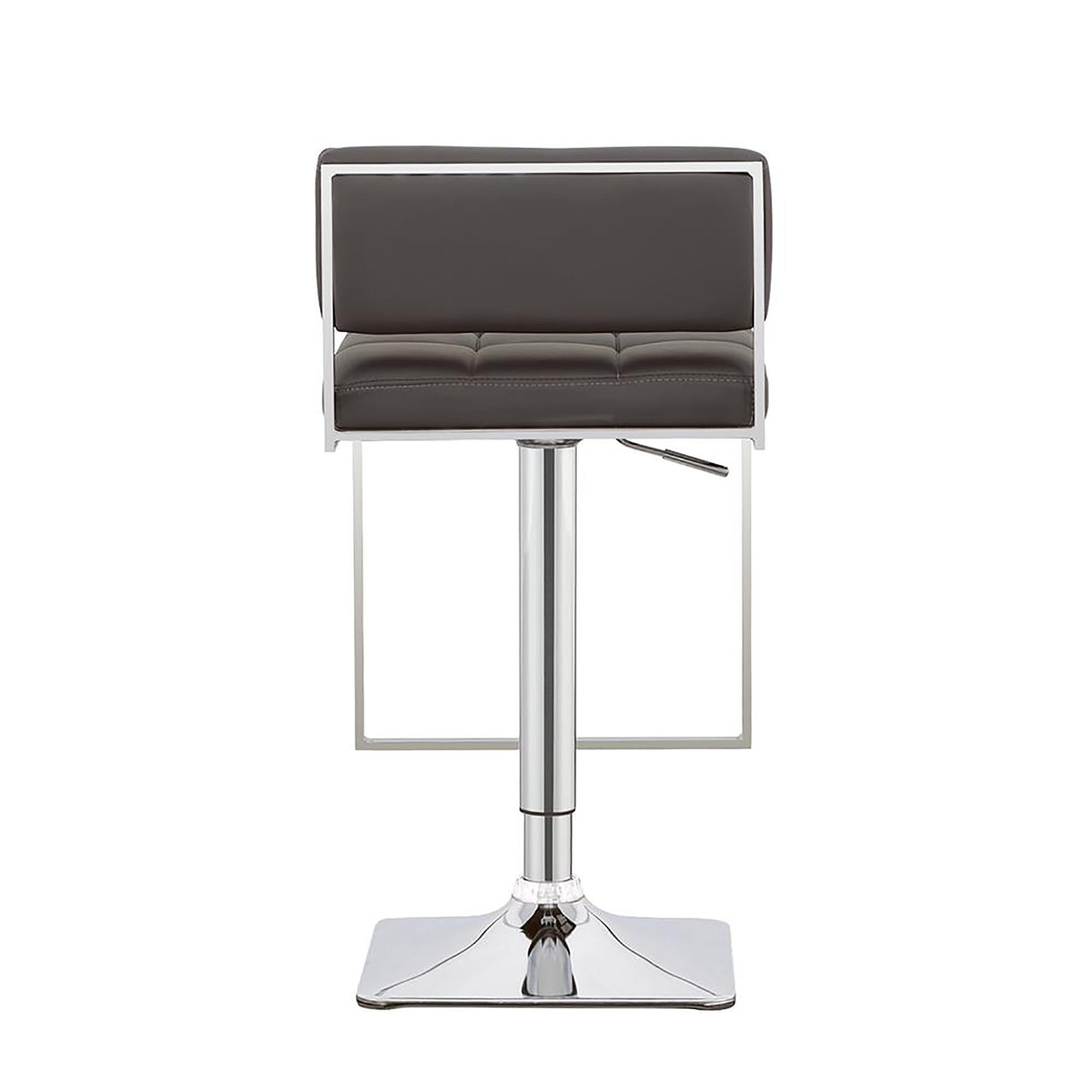 Adjustable height dark gray leatherette bar stool with chrome base