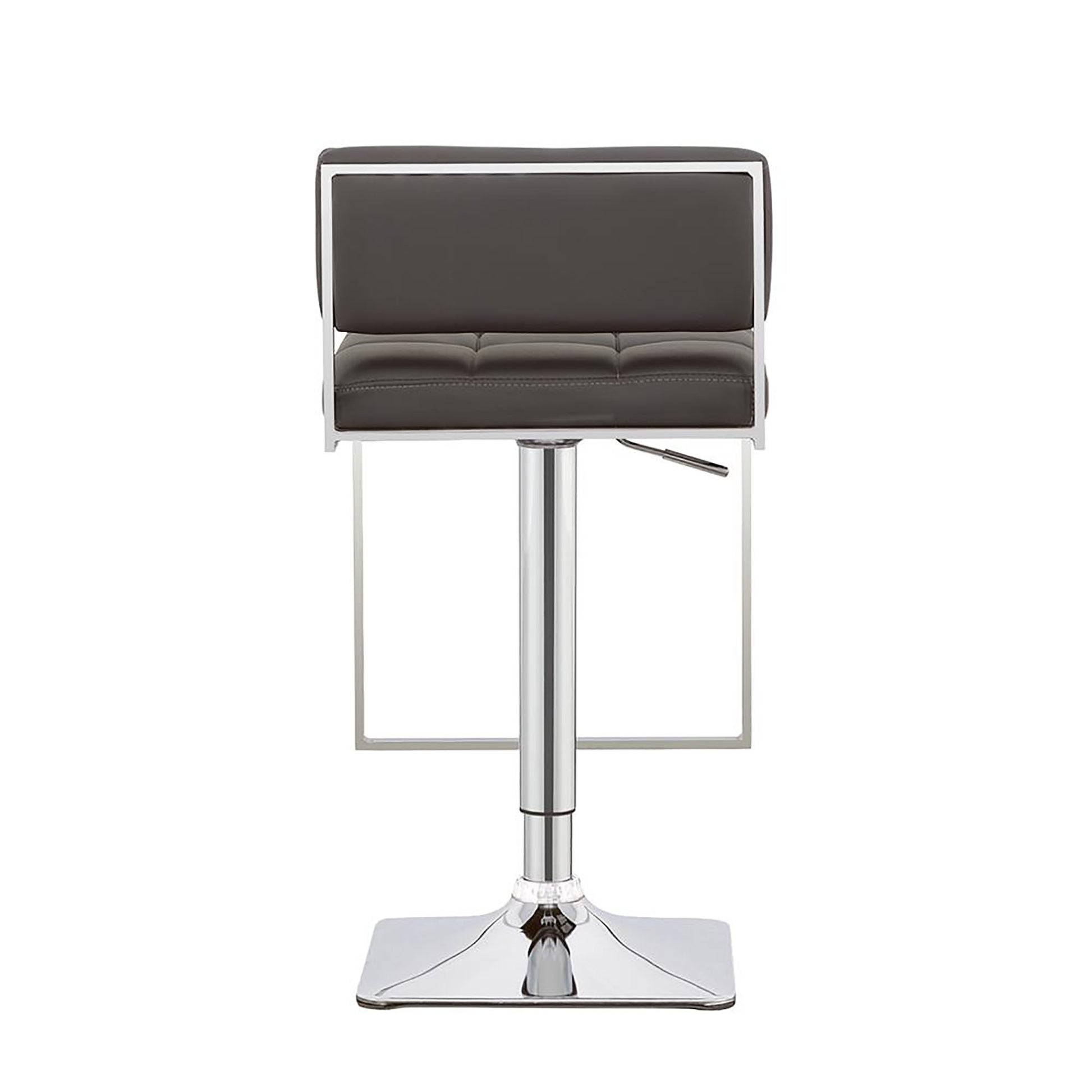 Adjustable height dark gray leatherette bar stool with chrome base