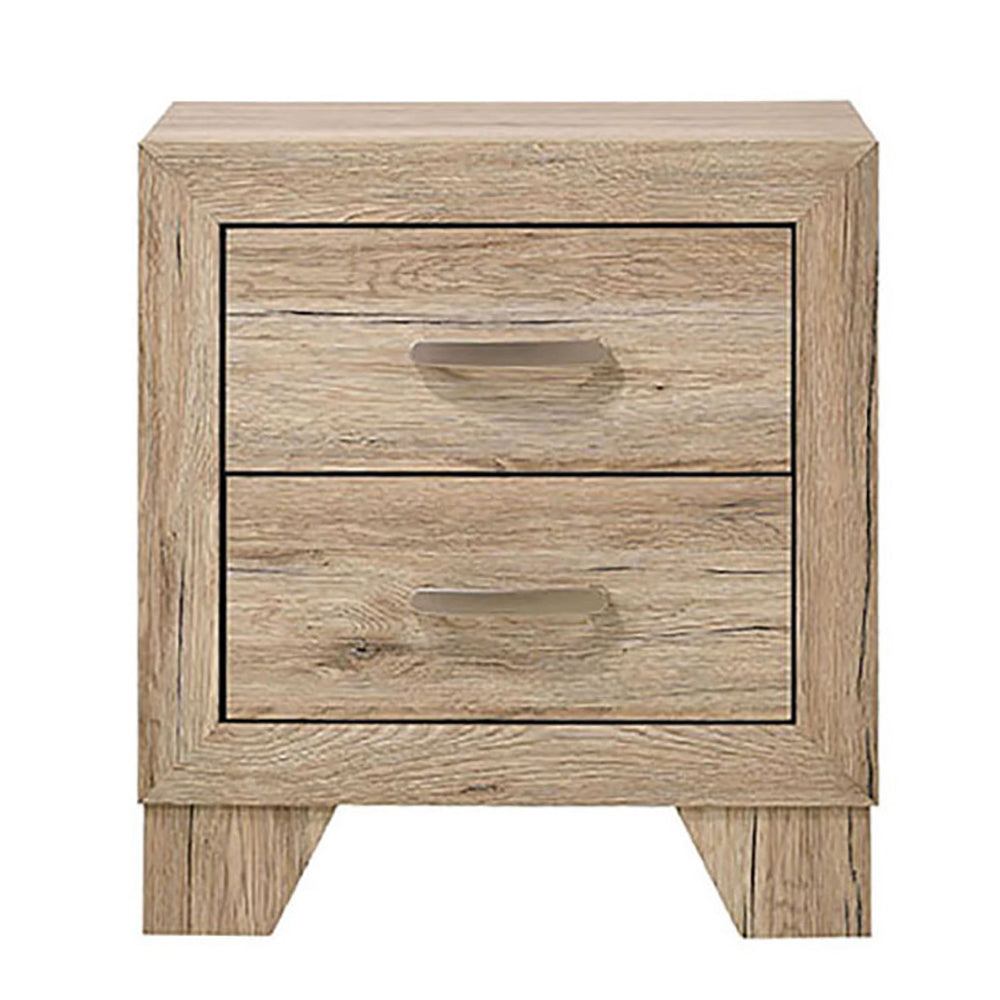 Wooden nightstand with two drawers and brushed nickel pulls modern design