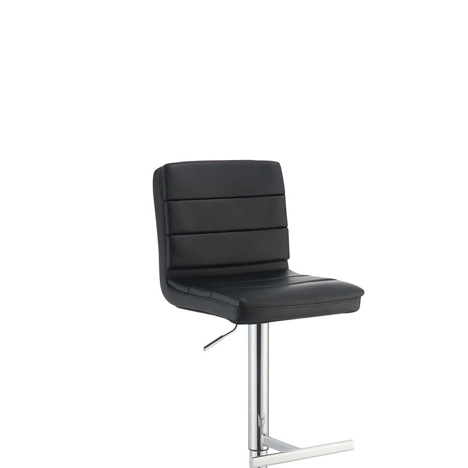 Black leatherette adjustable bar stool with chrome base