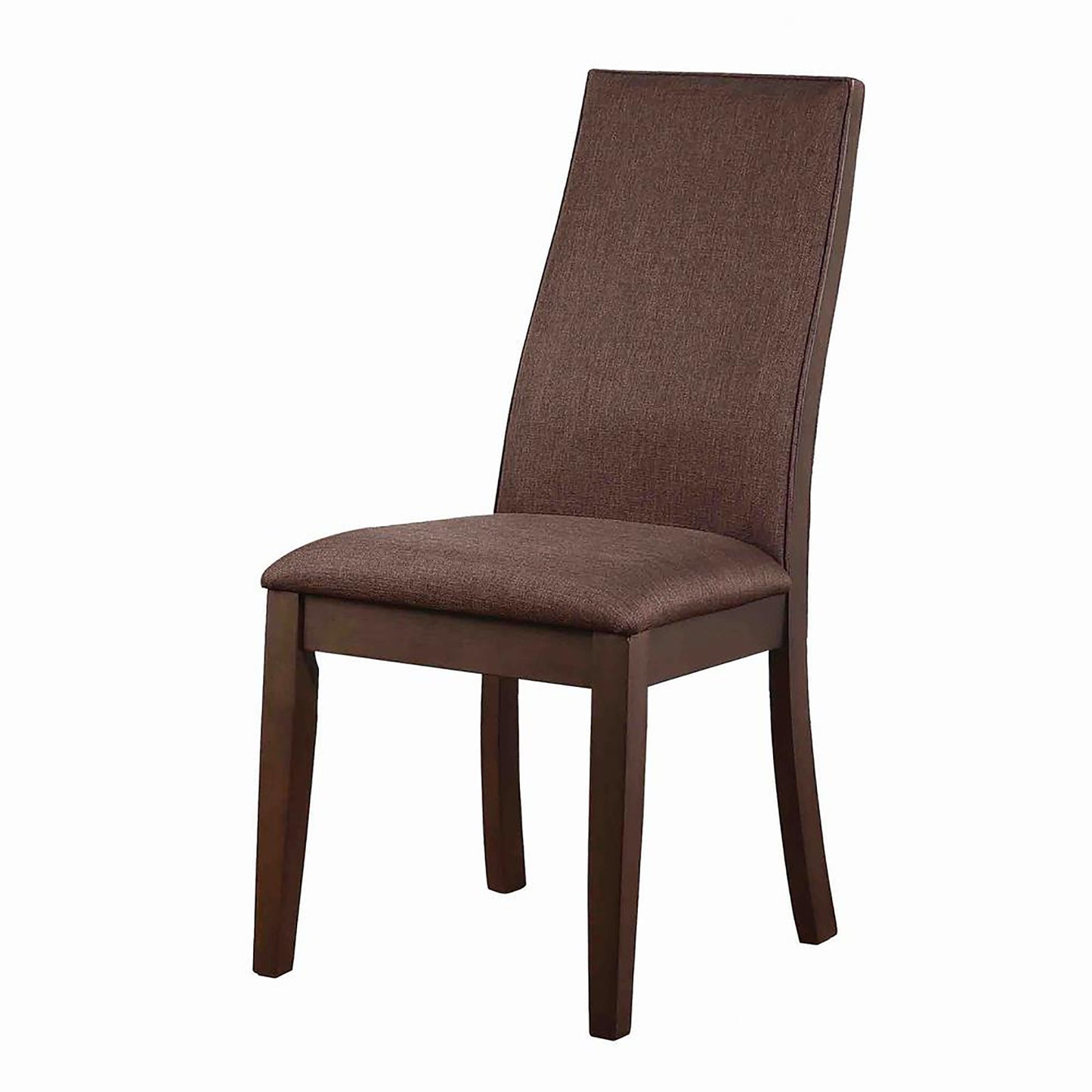 Brown upholstered dining chair with dark wood frame clean lines for modern homes