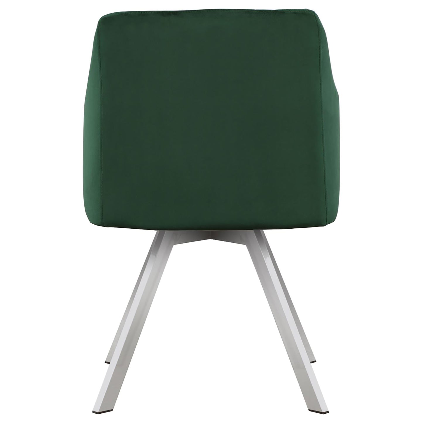 Dark green velvet accent chair with modern silver metal base