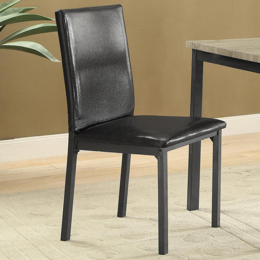 Black faux leather dining chair with metal frame perfect for modern kitchens
