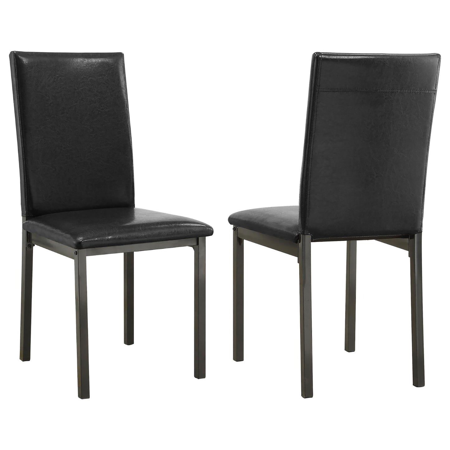 Sleek black faux leather dining chair with a modern metal frame perfect for any contemporary kitchen