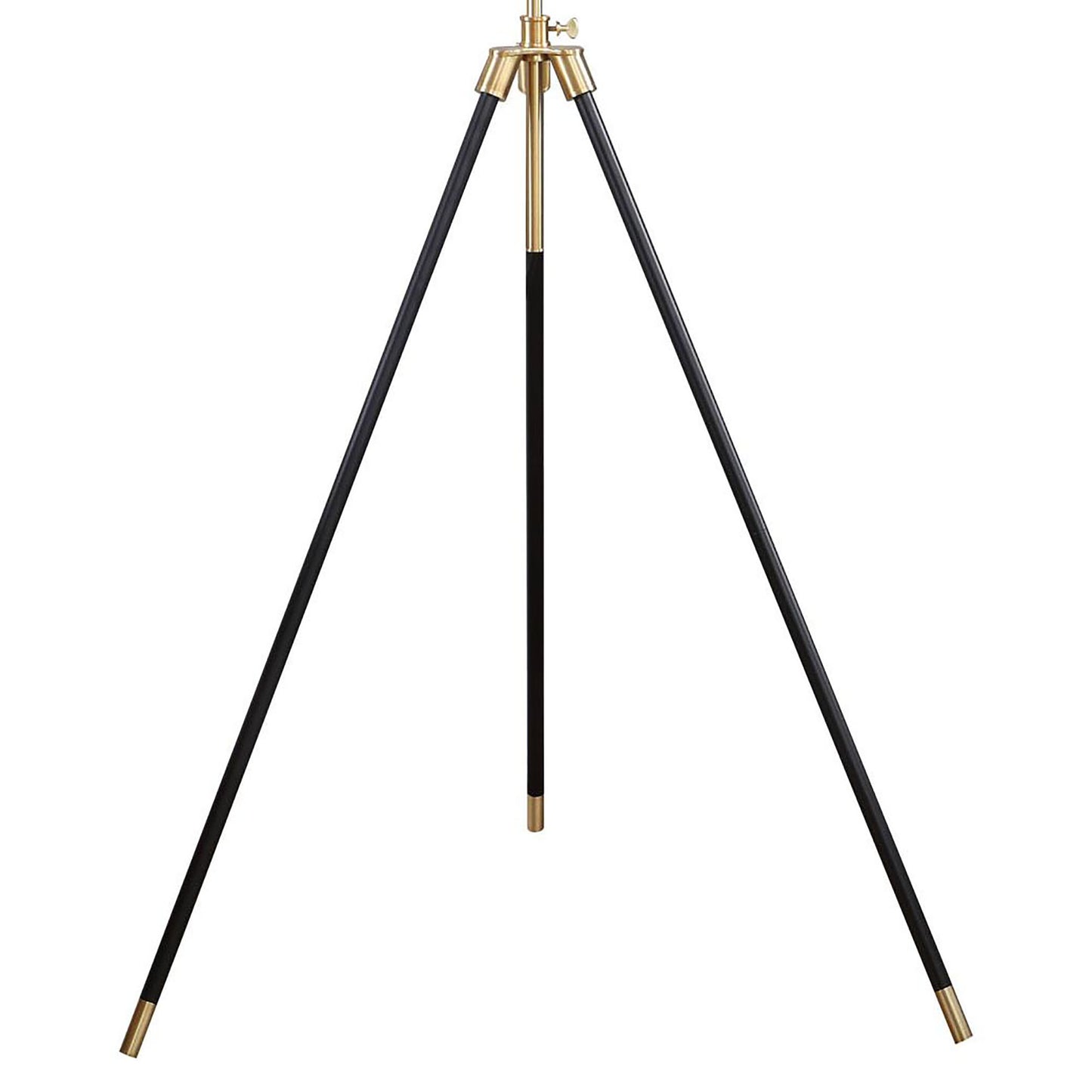 Antique brass and black tripod floor lamp base with adjustable height