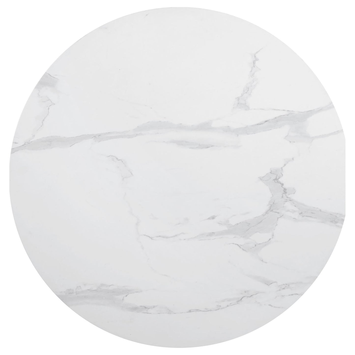 White marble round tabletop with grey veining for dining tables