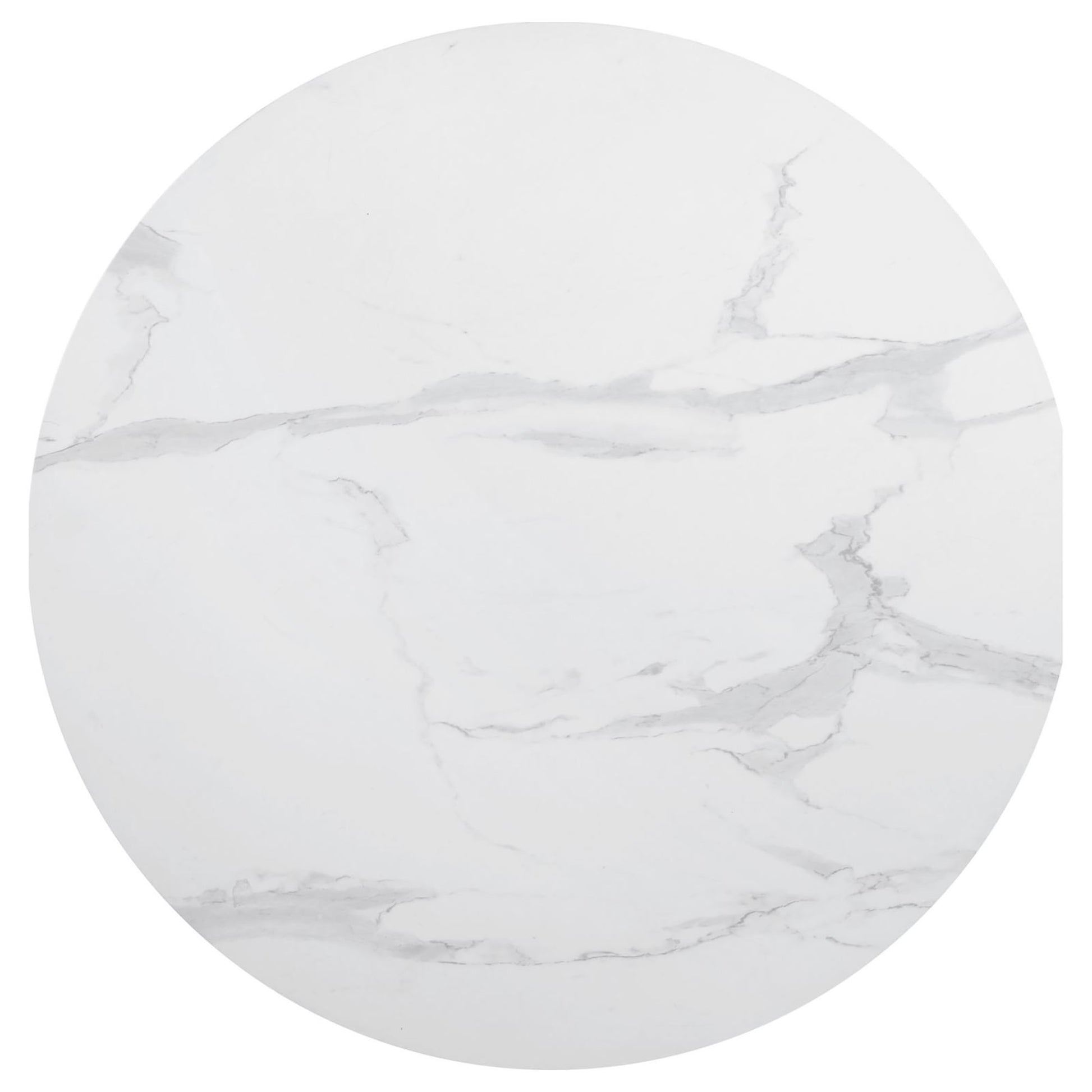 White marble round tabletop with grey veining for dining tables