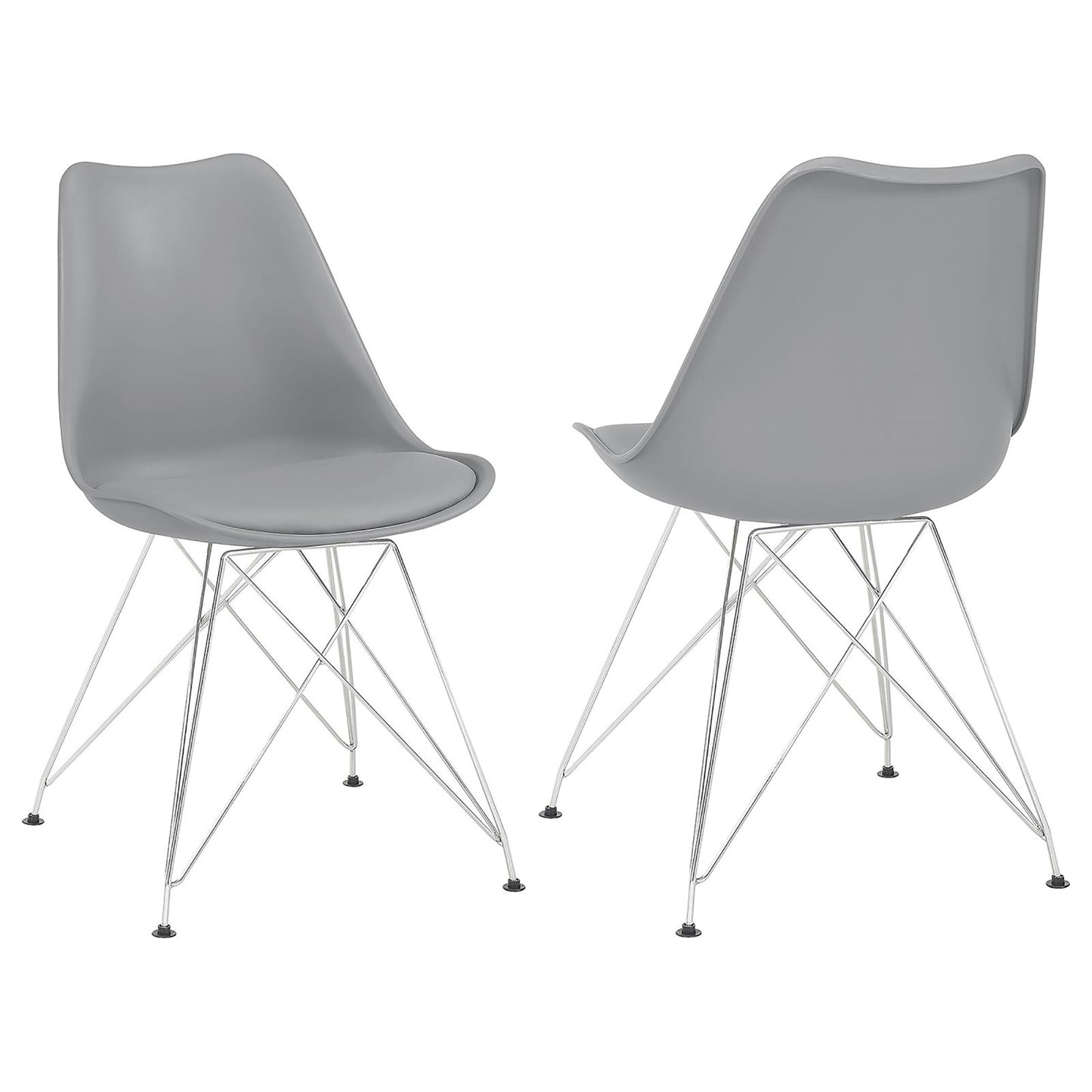 Gray modern side chair with chrome Eiffel base