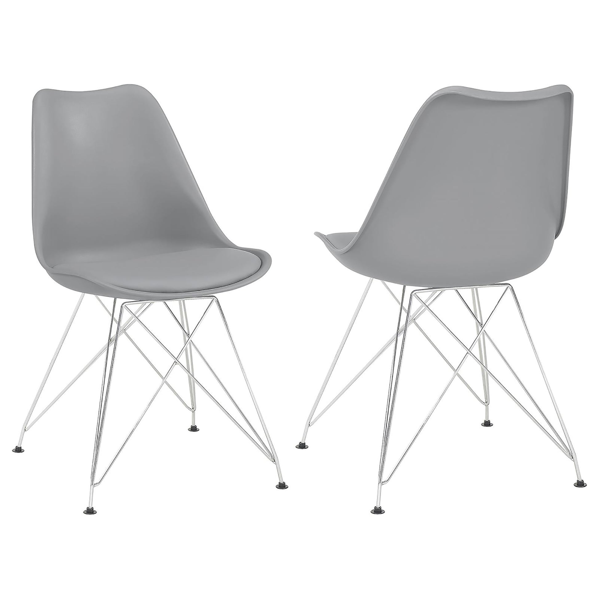 Gray modern side chair with chrome Eiffel base